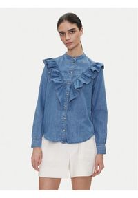 Pepe Jeans Koszula jeansowa Katia PL305092 Niebieski Regular Fit. Kolor: niebieski. Materiał: bawełna