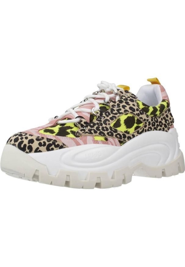 Liu Jo - Kapcie LIU-JO WAVE 01 - SNEAKER BLAC Nadruk zwierzęcy. Kolor: wielokolorowy. Materiał: tkanina. Wzór: motyw zwierzęcy, nadruk. Styl: sportowy