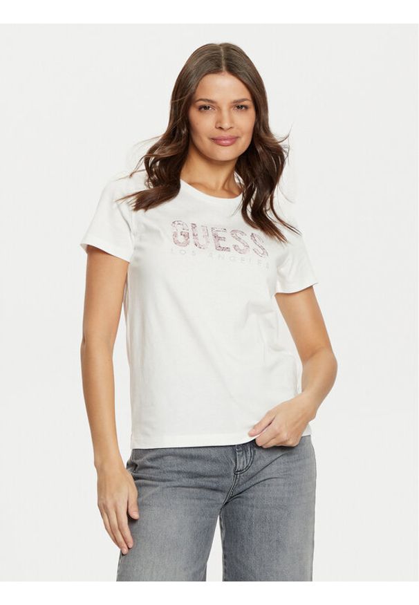 Guess T-Shirt W5RI19 I3Z14 Biały Regular Fit. Kolor: biały. Materiał: bawełna