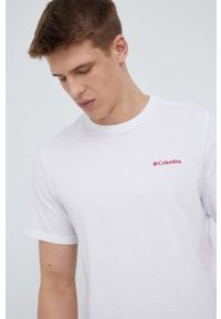 columbia - Columbia t-shirt męski kolor biały z nadrukiem. Kolor: biały. Wzór: nadruk