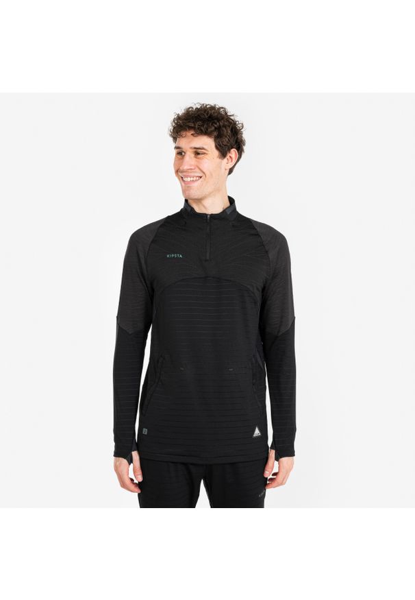 KIPSTA - Bluza piłkarska Kipsta CLR półsuwak. Kolor: wielokolorowy, czarny, szary. Materiał: materiał, skóra. Sport: piłka nożna