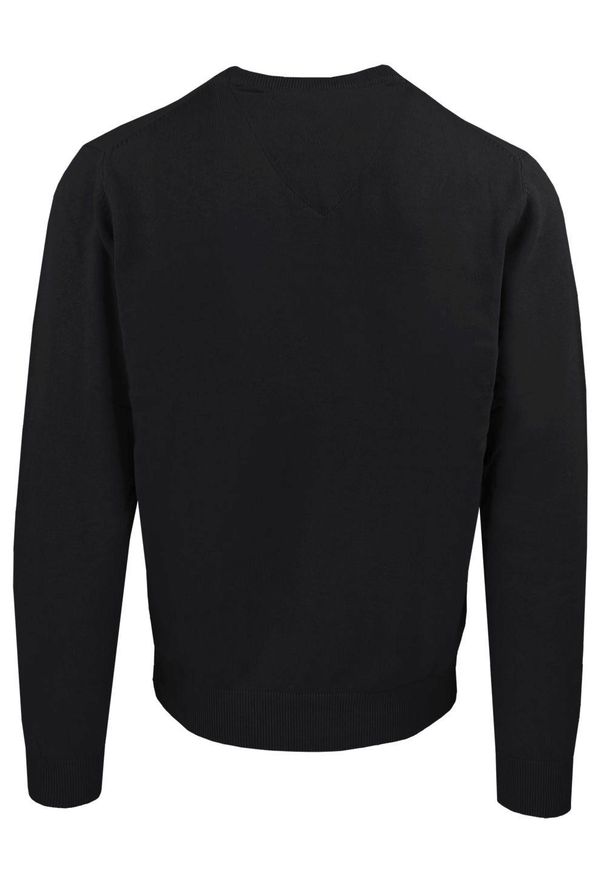 Męski, Bawełniany Sweter w Serek (V-neck) - Adriano Guinari - Czarny. Okazja: na co dzień, na spotkanie biznesowe, do pracy. Typ kołnierza: dekolt w serek. Kolor: czarny. Materiał: bawełna. Styl: biznesowy, casual, elegancki, klasyczny