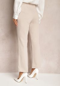 Renee - Jasnobeżowe Spodnie High Waist w Garniturowym Stylu z Prostymi Nogawkami Nieana. Stan: podwyższony. Kolor: beżowy. Materiał: tkanina #4