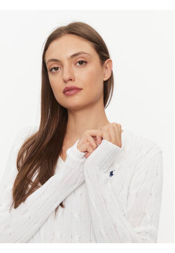 Polo Ralph Lauren Sweter 211891641001 Biały Regular Fit. Typ kołnierza: polo. Kolor: biały. Materiał: bawełna