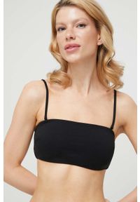 Calvin Klein biustonosz kąpielowy kolor czarny. Kolor: czarny. Materiał: włókno, materiał
