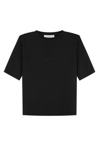 JENESEQUA - Bawełniany T-shirt z haftem. Kolor: czarny. Materiał: bawełna. Wzór: haft #2