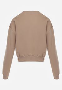 Renee - Ciemnobeżowa Bluza z Bawełną ze Ściągaczami przy Rękawach i w Pasie Alberia. Kolor: beżowy. Materiał: bawełna #7