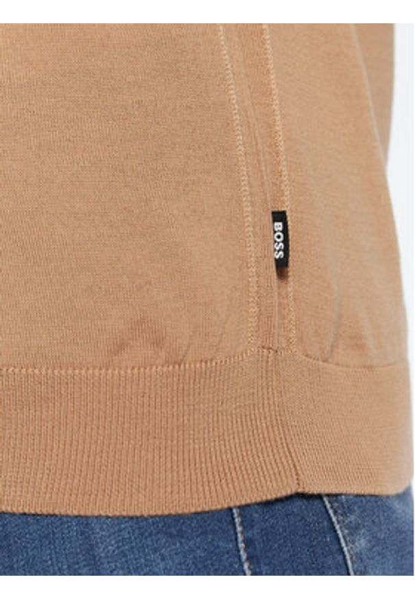 BOSS - Boss Golf Musso-P 50468262 Brązowy Slim Fit. Typ kołnierza: golf. Kolor: brązowy. Materiał: bawełna