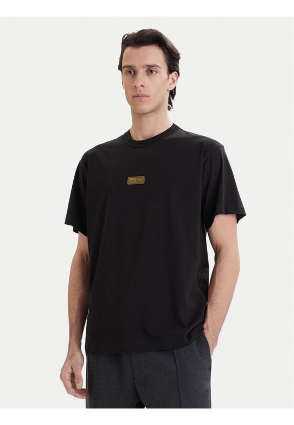 Versace Jeans Couture T-Shirt 80GAHT05 CJ00T Czarny Regular Fit. Kolor: czarny. Materiał: bawełna