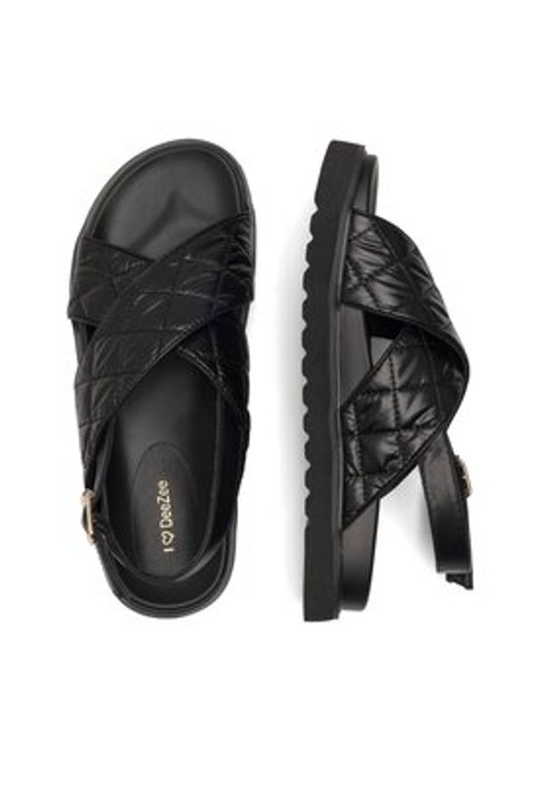 DeeZee Sandały Donna H86009-9 Czarny. Kolor: czarny. Materiał: skóra