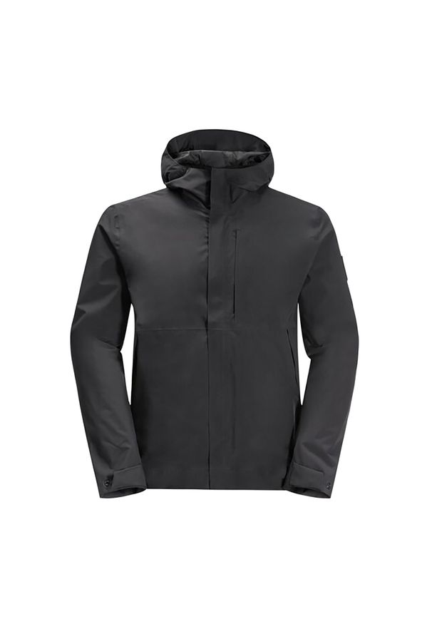 Kurtka przeciwdeszczowa męska Jack Wolfskin Mainkai. Kolor: czarny. Sport: turystyka piesza