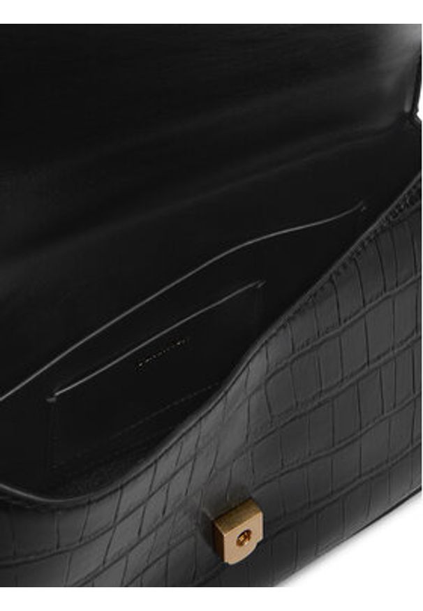 Calvin Klein Torebka Ck Croc Conv Chain Medium Bag LV04F3284G Czarny. Kolor: czarny. Materiał: skórzane