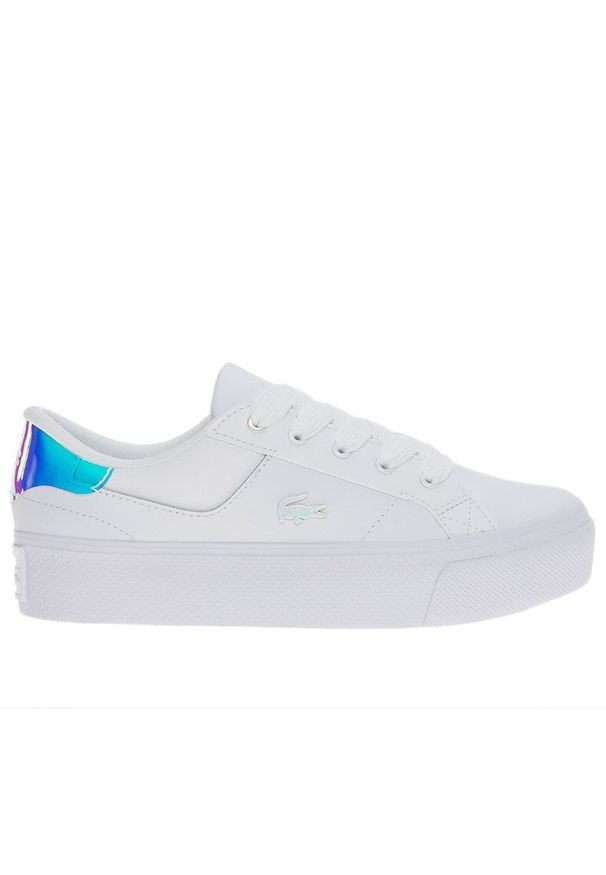 Buty Lacoste Ziane Platform 124 1 CFA 747CFA0004-1Y9 - białe. Okazja: na co dzień. Zapięcie: sznurówki. Kolor: biały. Materiał: skóra, syntetyk, guma. Wzór: aplikacja. Obcas: na platformie