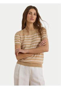 Lauren Ralph Lauren - LAUREN RALPH LAUREN T-Shirt Eyelah 200P13973002 Beżowy Regular Fit. Kolor: beżowy. Materiał: syntetyk #1