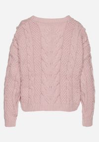 Born2be - Różowy Sweter z Wiskozą i Wełną Aplikacją 3D i Tłoczeniem Vaishira. Kolor: różowy. Materiał: wełna, wiskoza. Wzór: aplikacja. Sezon: zima #6