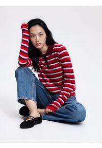 Reserved - Sweter polo w paski - wielobarwny. Typ kołnierza: polo. Materiał: wełna, dzianina. Wzór: paski #1