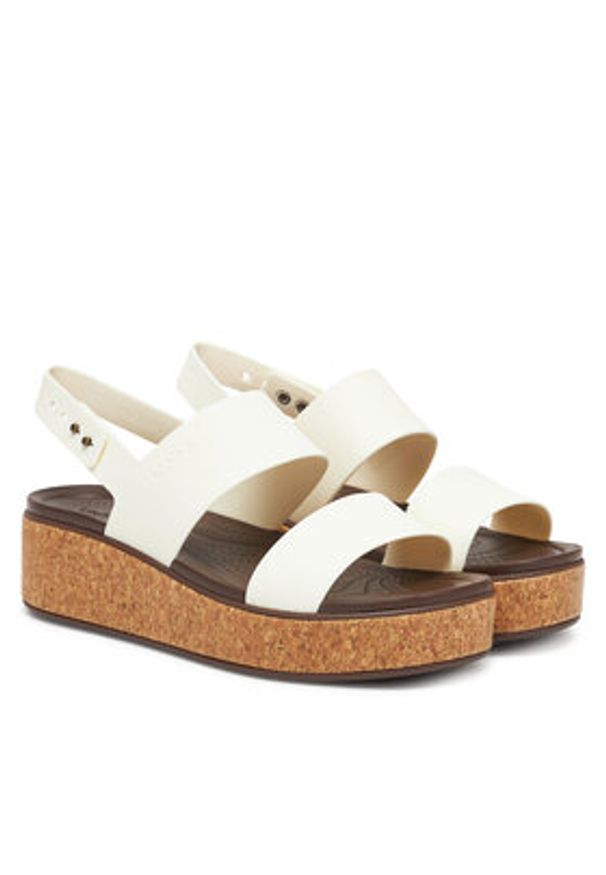 Crocs Sandały Brooklyn Cork Low Wedge 211144 Écru