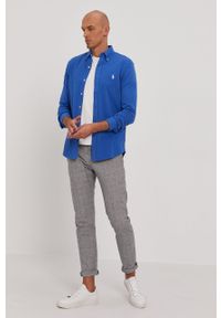 Polo Ralph Lauren Koszula bawełniana 710654408043 męska regular z kołnierzykiem button-down. Typ kołnierza: button down, polo. Kolor: niebieski. Materiał: bawełna. Długość rękawa: długi rękaw. Długość: długie #2