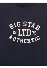 Big-Star - Koszulka męska z nadrukiem granatowa Teller 403. Okazja: na co dzień. Kolor: niebieski. Materiał: jeans, żakard, dzianina. Wzór: nadruk. Styl: vintage, casual, klasyczny
