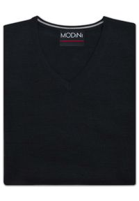 Modini - Czarny sweter męski w szpic/serek SW79. Kolor: czarny. Materiał: akryl, wełna, materiał #1
