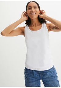 bonprix - Tank top ze stretchem (2 szt. w opak.). Okazja: na co dzień. Kolor: czarny. Materiał: bawełna, materiał. Długość rękawa: na ramiączkach. Styl: casual #1