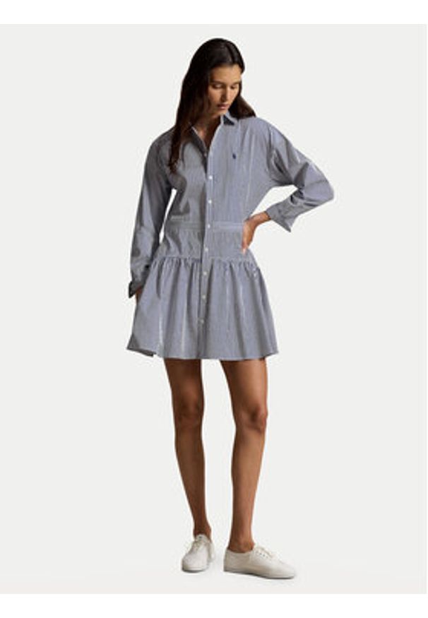 Polo Ralph Lauren Sukienka koszulowa 211B22754001 Granatowy Regular Fit. Typ kołnierza: polo. Kolor: niebieski. Materiał: bawełna. Typ sukienki: koszulowe