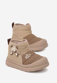 Born2be - Brązowe Pikowane Botki Ozdobione Ledami Hlettie. Okazja: na co dzień. Kolor: brązowy. Materiał: jeans. Wzór: aplikacja. Styl: casual, elegancki