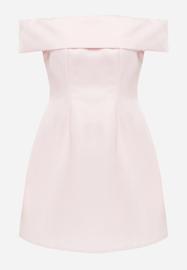 Born2be - Różowa Rozkloszowana Sukienka VICES z Hiszpańskim Dekoltem Dorienora. Okazja: na imprezę. Typ kołnierza: dekolt hiszpanka. Kolor: różowy. Materiał: poliester. Typ sukienki: rozkloszowane