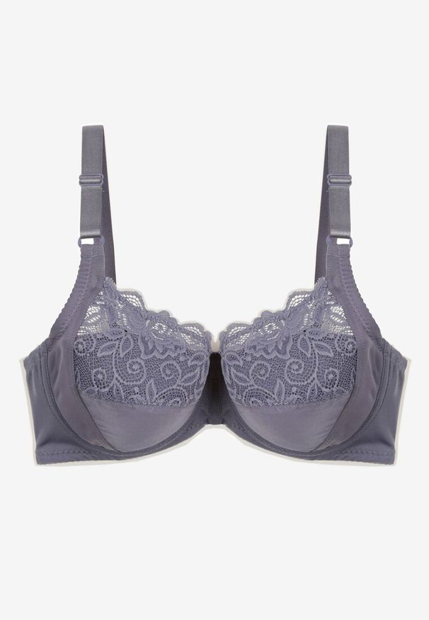 Renee - Granatowy Biustonosz Typu Full Cup z Regulowanymi Ramiączkami Vikiirisa. Kolor: niebieski. Materiał: jeans