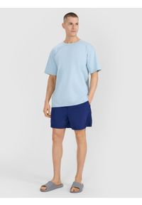 4f - 4F T-shirt oversize gładki męski - niebieski XXL. Okazja: na co dzień. Kolor: niebieski. Materiał: bawełna, jersey, dzianina. Długość rękawa: krótki rękaw. Długość: krótkie. Wzór: gładki. Styl: klasyczny, sportowy, casual
