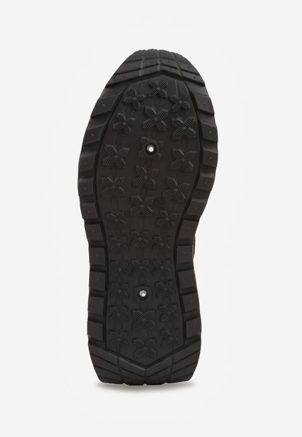 Renee - Czarne Sznurowane Sneakersy Vices na Platformie z Ozdobnymi Paskami Seliniel. Nosek buta: okrągły. Zapięcie: pasek. Kolor: czarny. Materiał: jeans. Wzór: paski. Obcas: na platformie