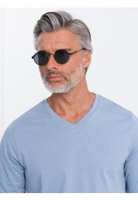 Ombre Clothing - Zestaw longsleeve męski V-NECK - mix 2-pak V6 - Rozmiar: XL. Okazja: na co dzień. Kolor: niebieski. Materiał: tkanina, skóra, materiał, bawełna. Długość rękawa: długi rękaw. Długość: długie. Wzór: gładki, jednolity. Styl: klasyczny, wizytowy, casual #5