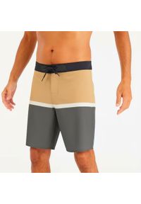 OLAIAN - Spodenki surfingowe standardowe męskie Olaian 900 Dude Flat Belt. Kolor: wielokolorowy, czarny, zielony. Materiał: poliester, materiał, elastan. Wzór: aplikacja. Styl: klasyczny #1