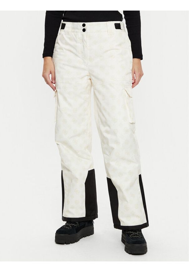 Guess Spodnie narciarskie W4PB60 WH0K0 Écru Regular Fit. Kolor: kremowy. Materiał: syntetyk. Sport: narciarstwo