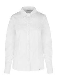 Volcano - Biała koszula damska K-LIZZY. Okazja: na spotkanie biznesowe. Kolekcja: plus size. Kolor: biały. Materiał: włókno, materiał. Styl: klasyczny, biznesowy, elegancki