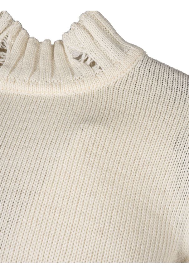 Takeshy Kurosawa Sweter | 83517 | Maglia Vulcano Bucata | Mężczyzna | Kremowy. Okazja: na co dzień. Typ kołnierza: golf. Kolor: kremowy. Materiał: wełna, poliakryl, wiskoza. Wzór: ze splotem. Styl: casual