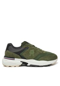 TOMMY HILFIGER - Tommy Hilfiger Sneakersy M Runner X Ventile Mix FM0FM05062 Zielony. Kolor: zielony. Materiał: skóra, zamsz