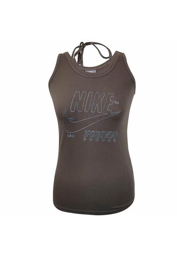 Koszulka sportowa damska Nike 218544074. Kolor: brązowy. Długość rękawa: bez rękawów
