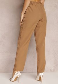 Renee - Beżowe Spodnie Regular Garniturowe Rada. Kolor: beżowy. Materiał: tkanina #5