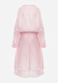 Born2be - Różowa Szyfonowa Sukienka Koktajlowa o Rozkloszowanym Kroju Thagune. Okazja: na randkę. Kolor: różowy. Materiał: szyfon. Styl: wizytowy #4