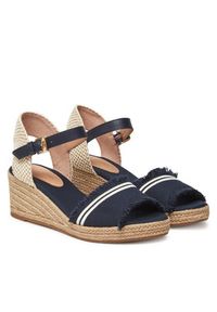 TOMMY HILFIGER - Tommy Hilfiger Espadryle Fringe Canvas Medium Wedge FW0FW08879 Granatowy. Kolor: niebieski. Materiał: materiał #4