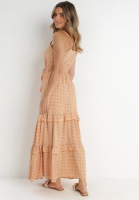 Born2be - Pomarańczowa Sukienka Darcy. Okazja: na co dzień. Typ kołnierza: kołnierz z falbankami. Kolor: pomarańczowy. Długość rękawa: na ramiączkach. Wzór: aplikacja. Sezon: lato. Styl: casual. Długość: maxi #6