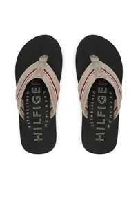 TOMMY HILFIGER - Tommy Hilfiger Japonki Corporate Hilfiger Beach Sandal FM0FM04471 Szary. Kolor: szary. Materiał: materiał #4