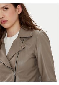 YAS Kurtka skórzana Sophie 26018510 Szary Regular Fit. Kolor: szary. Materiał: skóra