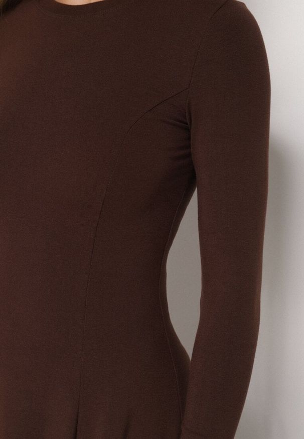 Born2be - Brązowa Bawełniana Sukienka o Rozkloszowanym Kroju Tuselenea. Okazja: na co dzień. Kolor: brązowy. Materiał: bawełna. Typ sukienki: proste. Styl: casual, elegancki