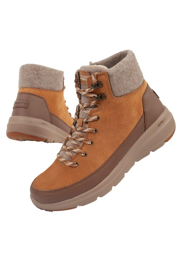 skechers - Buty sportowe damskie Skechers. Kolor: brązowy. Materiał: skóra. Szerokość cholewki: normalna. Model: Skechers Sport. Sport: turystyka piesza