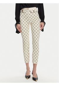Elisabetta Franchi Spodnie materiałowe PA-S71-51E2 Écru Regular Fit. Materiał: syntetyk