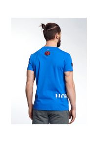 Ochnik - T-shirt męski. Kolor: niebieski. Materiał: bawełna. Wzór: aplikacja