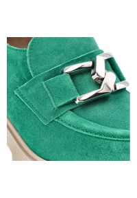 Zielone Półbuty Lemar Damskie Eleganckie Buty. Zapięcie: klamry. Kolor: zielony. Materiał: zamsz. Obcas: na obcasie. Styl: elegancki. Wysokość obcasa: średni #5