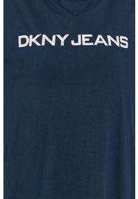 DKNY - Dkny - Sukienka. Kolor: turkusowy. Długość rękawa: krótki rękaw. Wzór: nadruk. Typ sukienki: oversize. Długość: mini #5